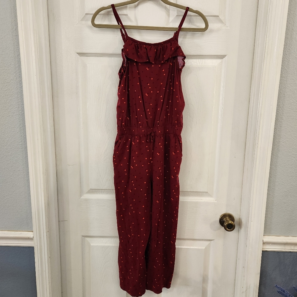 Cat & Jack Burgundy Romper with Polka Dots. Large (10/12)